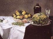 Edouard Manet Stilleben with melon and peaches oil on canvas